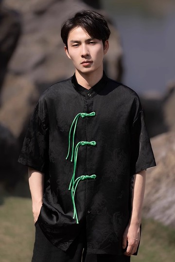 新中式復古 盤扣立領短袖襯衫