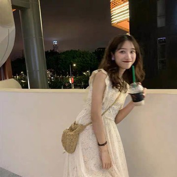 2021新款泫雅風氣質連衣裙子超仙女森系名媛小香風蕾絲兩件套裝夏