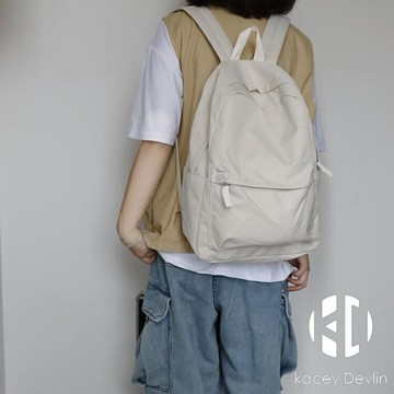 雙肩包休閒簡約防水電腦包男女學生書包帆布背包【聚物優品】