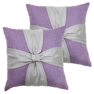 J&N 伊莉蝴蝶結抱枕 2個 45 x 45 - 居家裝飾 靠墊  紫色