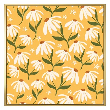 Boluo 菠蘿選畫所 春日香氣I 掛畫  白色雛菊圖案  40 x 40cm  金色
