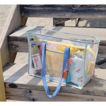 透明沙灘包超大容量pvc果凍游泳包網兜專用防水洗澡包手提收納包