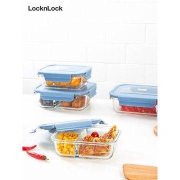 樂扣樂扣保鮮盒微波爐加熱飯盒專用碗分隔玻璃密封盒上班族便當盒