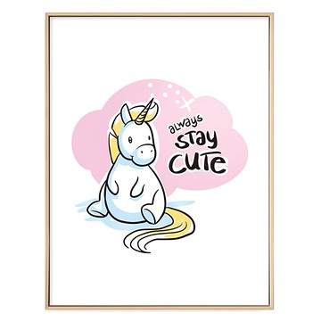 獨角獸 Stay Cute 長方形壁畫  70 x 50cm  金色