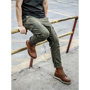 TickTock彈力工裝褲男修身洗水褲多袋休閑拼接重磅厚實束腳褲新潮