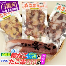 「白糠産柳だこ」とBBQにおすすめ「たこ串(塩味・味噌味・醤油味)」のセット