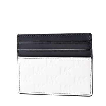 MICHAEL KORS 男款 COOPER 壓印LOGO名片夾-黑/白