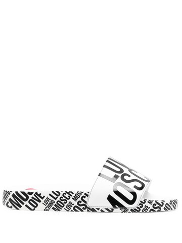 Love Moschino - logo-print slides - women - Nylon/Rubber/Rubber/Polyurethane - 36 - White