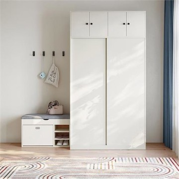 [hoi!]林氏木業北歐簡約小戶型1.2M衣櫃 LS214-白色 (附頂櫃)