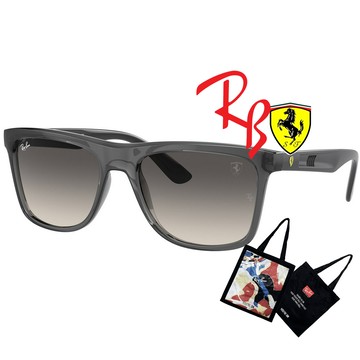 RAY BAN 雷朋 限量法拉利聯名款 時尚太陽眼鏡 RB4413M F69111 透灰框抗UV漸層灰鏡片 公司貨