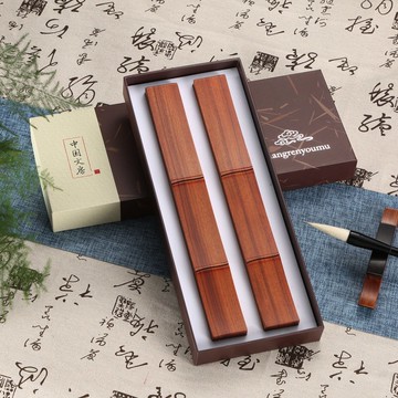 竹節鎮尺 酸枝木鎮紙鎮尺 實木文房四寶書法用品 繪畫書法用品