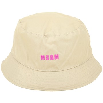 MSGM 品牌粉字母刺繡棉質漁夫帽(卡其色)