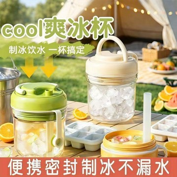 現貨🏆隔日到貨 2026最新款三合一冰格水杯 便攜吸管冰杯 冷萃隨身杯 冰格水杯 製冰儲冰杯 按壓式冰塊水壺 冰格隨行杯