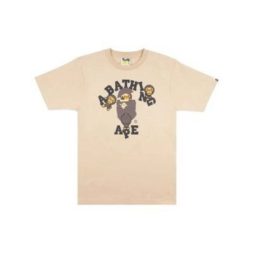 BAPE College Milo Tee 猿人 字母 短袖 卡其色 RAY-55 [台灣現貨]