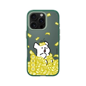 iPhone 16 Pro Clear 憂墨綠 - Maltese線條小狗 - 財富自由
