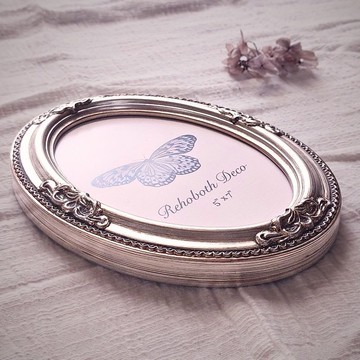 手工銀箔5x7吋古典橢圓框【璀璨銀 Trésor】