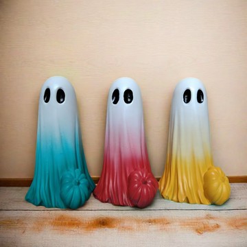 洛陽牡丹 洛陽牡丹彩色幽靈可愛樹脂擺件桌面裝飾 萬聖節氛圍道具 幽靈裝飾