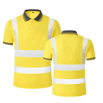 速干面料現貨反光T恤安全服短袖夏季男女道路制服工作裝短袖翻領