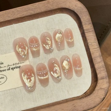 💅限時下殺穿戴甲💅【5607人收藏】美人魚姬純手工穿戴夢幻魚尾貓眼高級珍珠氣質手繪甲片短款美甲手工穿戴甲 ZUSC