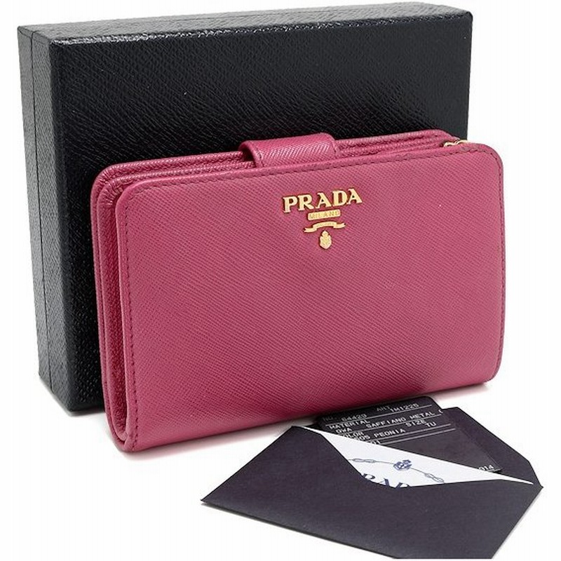 PRADA プラダ 二つ折り財布 ピンク レディース - 折り財布