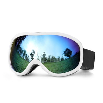 滑雪鏡-XS (附盒)『砂白框/仿白冰藍片』HX-043 戶外 休閒 旅遊 滑雪 冬季 滑雪鏡