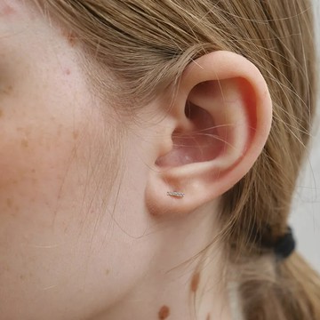 LESIS｜Shine Line Stud 排鑽K金耳環  單只  S/M/L - 單只5顆鑽