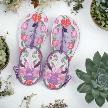 綁帶T字涼鞋 吉文考古-走花路系列 星空紫 -春光長壽-