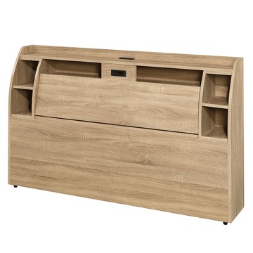 【顛覆設計】艾莉插座收納床頭箱(雙大6尺)梧桐色