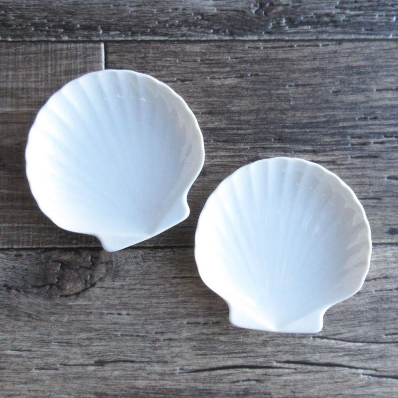 白い食器 シェル型小皿 10.4cm / ホワイト シェルプレート 貝の形 豆皿
