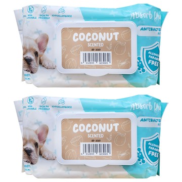 Absorb Plus 寵物抗菌濕紙巾 椰子香  80張  2包
