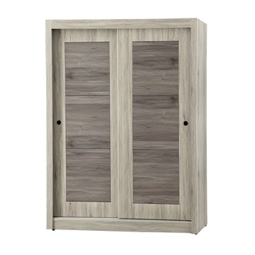 文創集 吉奈爾灰橡5尺雙推門衣櫃-151x60x203cm免組