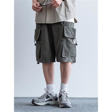 夏季新款日系cityboy休閑短褲男痞帥寬松多口袋五分工裝中褲潮牌