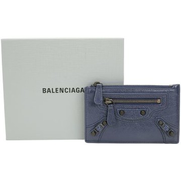 BALENCIAGA 巴黎世家 Le City Arena Storico揉製羊皮卡片夾/零錢包(深藍)