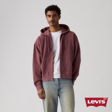 Levi s 復古水洗寬鬆連帽外套 / 仿舊水洗暗紅 男生上衣 人氣新品