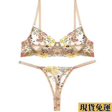 【台灣出貨】 S-XL特辣小香風性感內衣刺繡超薄透明文胸聚攏鋼圈半罩杯乳罩大碼 T39Z