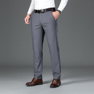 [米蘭精品] 西裝褲長褲-豎條錦綸高彈男士直筒西裝男褲子3色74er24