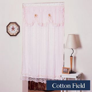 cottonfield 【葉情】雙層薄紗風水簾-粉色(100x175cm)