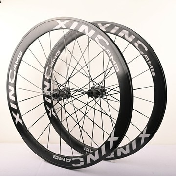 熱銷700C高50MM六丁桶軸碟剎公路車輪組HG直拉扁條6培林花鼓鋁圈車輪
