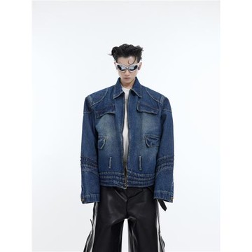 CulturE重磅小眾解構水洗復古牛仔外套立體分割設計感廓形夾克男