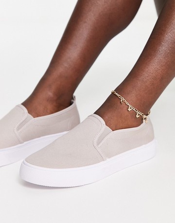 ASOS DESIGN Dotty slip on plimsolls in grey