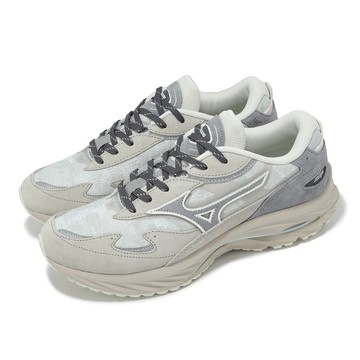 [ACS] Mizuno 休閒鞋 Wave Rider B 男鞋 灰 米白 波浪片 拼接 麂皮 復古跑鞋 美津濃 D1GA2455-01