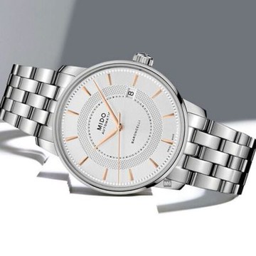 MIDO美度 Baroncelli 永恆時光印記 銀面精鋼款39㎜ M6(M0374071103101)