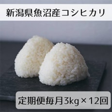 新潟県魚沼産コシヒカリ「山清水米」精米3kg全12回