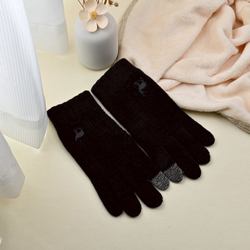 CB石墨烯刺繡刷毛觸控手套-黑