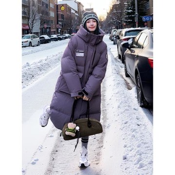 今年流行紫色寬松情侶工裝羽絨服女冬季東北過冬90白鴨絨加厚外套