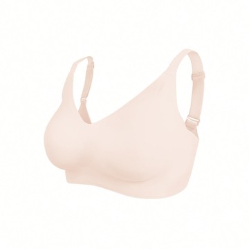 【集中美胸】包覆加強無痕無鋼圈內衣-素面 - XL / 裸粉
