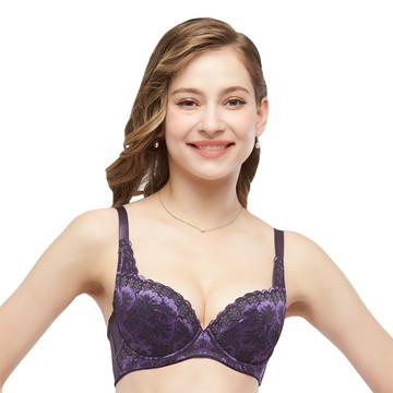 SWEAR 思薇爾 繁花盛豔系列 B-F罩 蕾絲 包覆 女內衣 (絲絨紫)