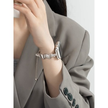 《隔日到貨》適用 APPLE WATCH 絲綢手鐲錶帶 金屬錶帶 手鏈錶帶 SE S8 S9 S10 46mm 女士錶帶