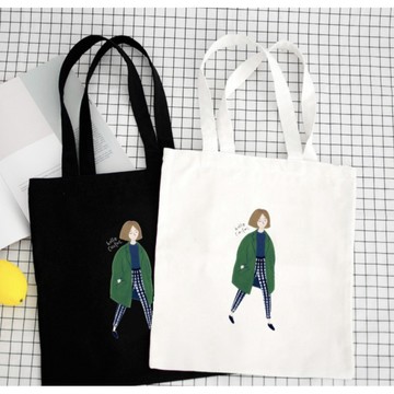 現貨速發🛒帆布包 原創新款 清新女孩 時尚印花 帆布包 潮流百搭文藝布包拉鍊款實用 文青包 帆包袋