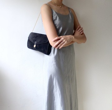 FOAK古著 Celine墨黑麂皮馬車古董信封包